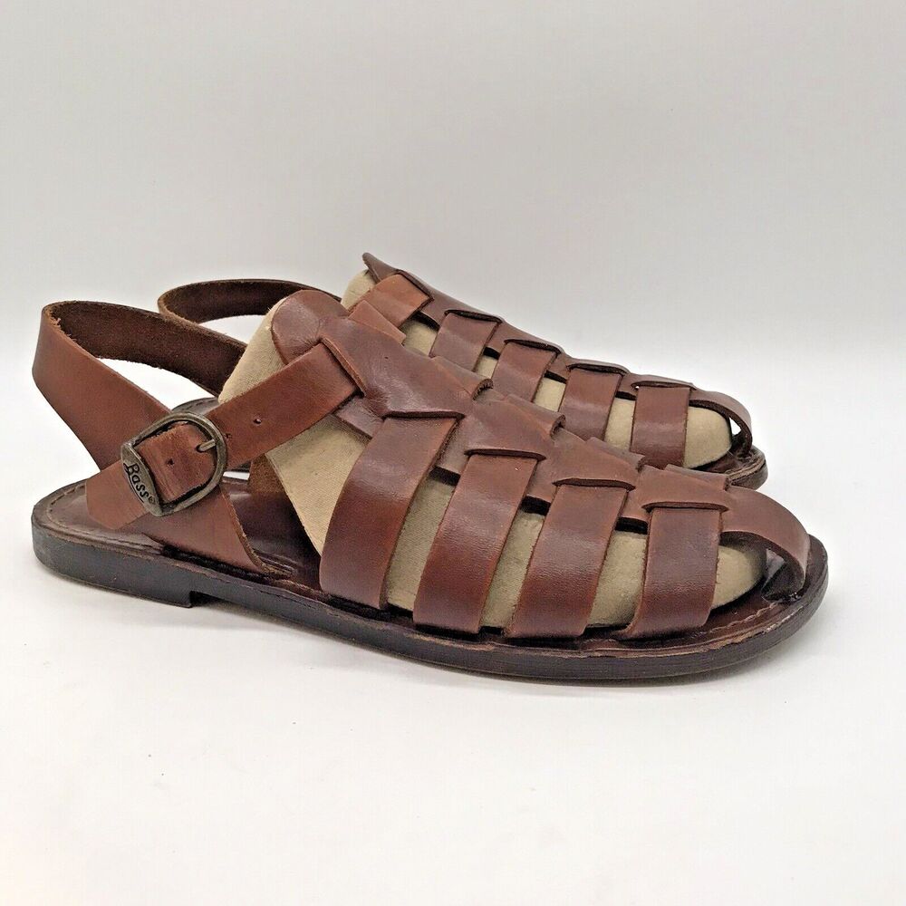 Vtg. G.H. Bass & Co Fisherman Sandals Men's 8M Brown Leather Buckle Shoes Italy